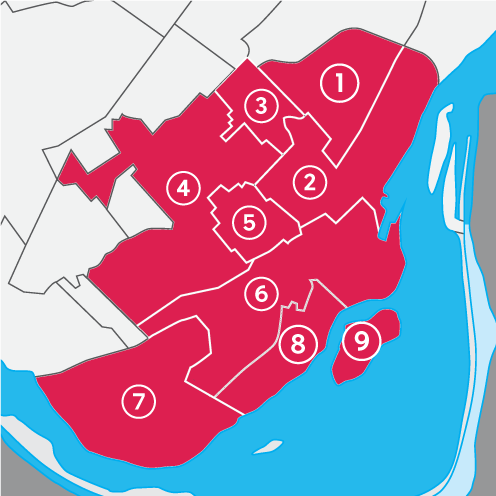 Carte Centre et sud-ouest de l'île de Montréal